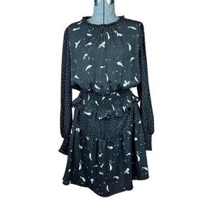 Popsugar Black White and Cream Multi Print Tiered Dresss Size XL